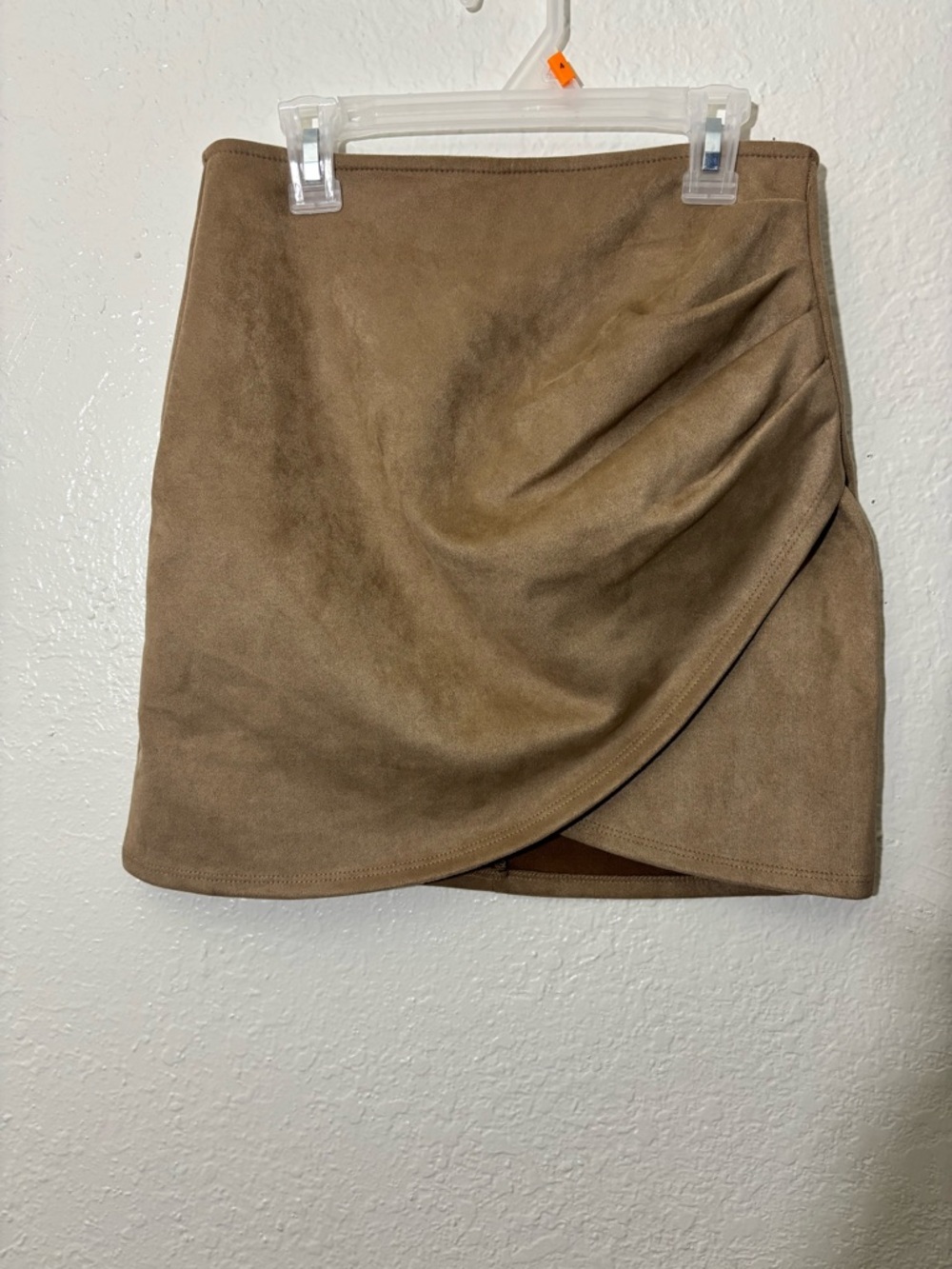 Windsor Tan Faux Suede Wrap Mini Skirt